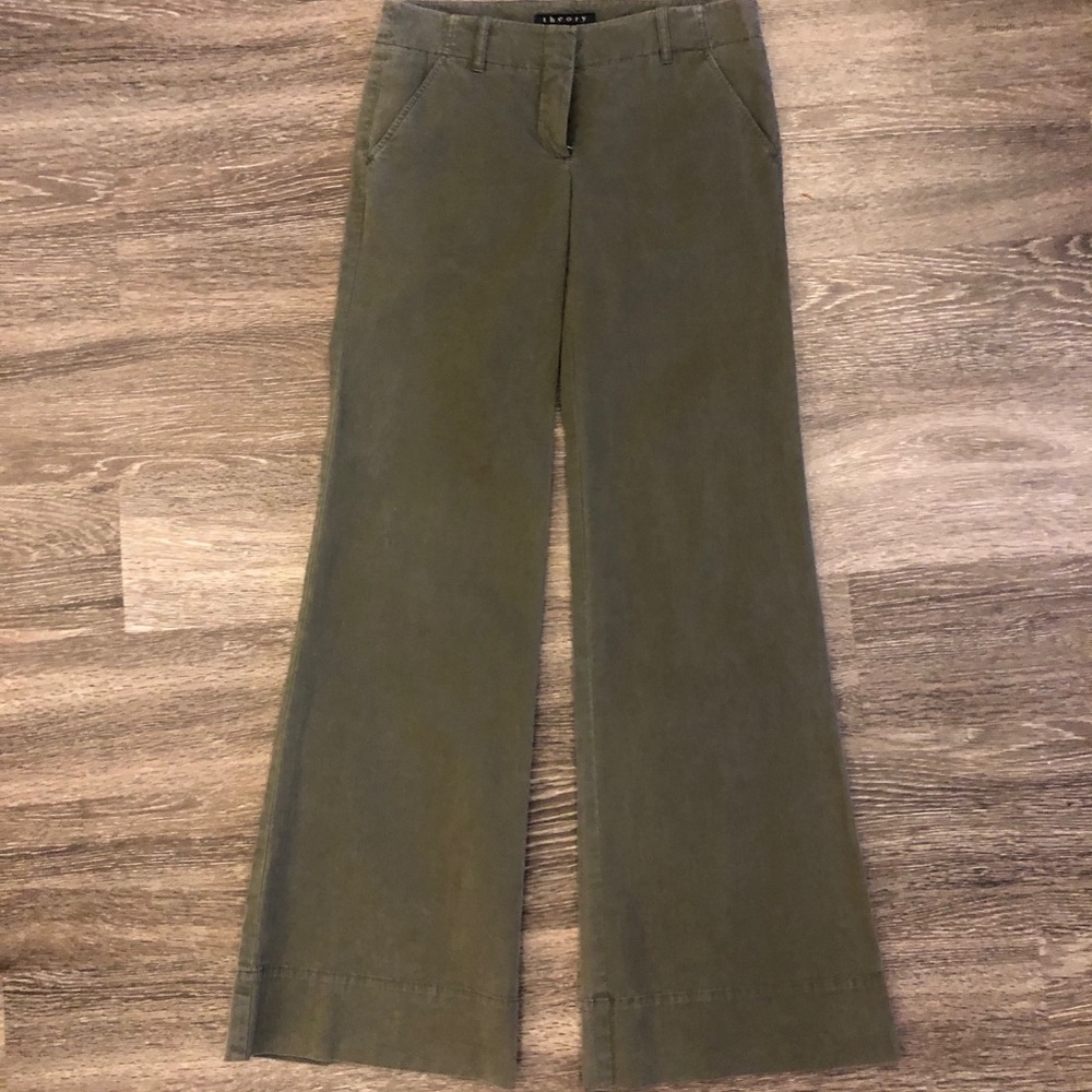 Theory wide leg twill pants